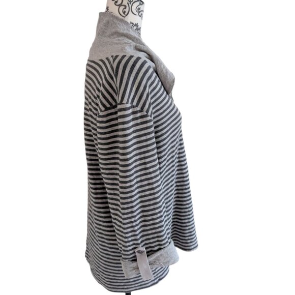 Neon Buddha Tunic Top Cowl Neck Grey Stripes Assymetric Cotton Women's Medium - Picture 4 of 13